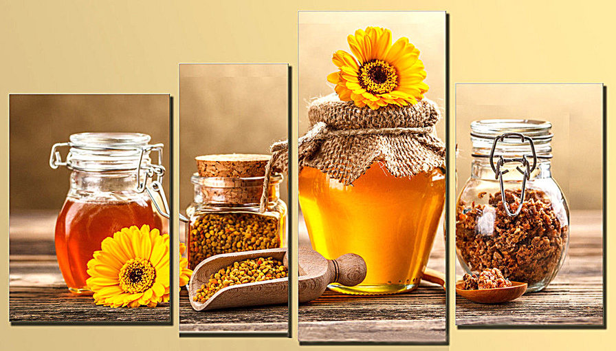 Баночки с медом - мед, пыльца, баночки - оригинал
