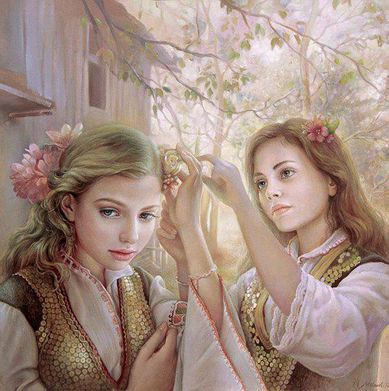 Девушки - иллюстрация - оригинал