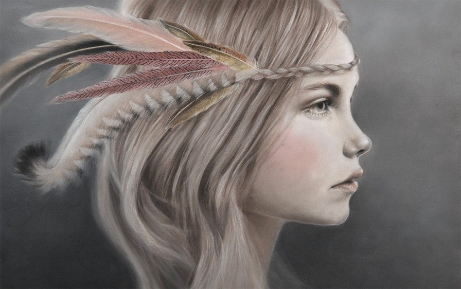 Девушка из племени - индеец, рисунок, девушка - оригинал