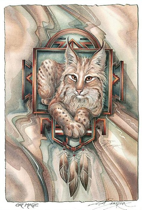 Индейские мотивы. Тотем рыси - тотем, животные, рысь, дикие кошки - оригинал