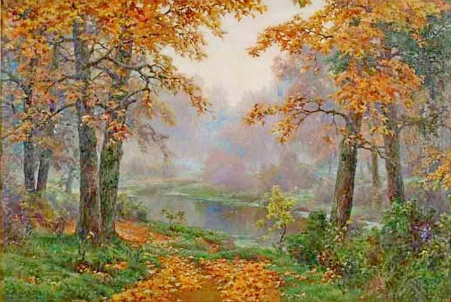 Осенний пейзаж - река, осень, лес - оригинал
