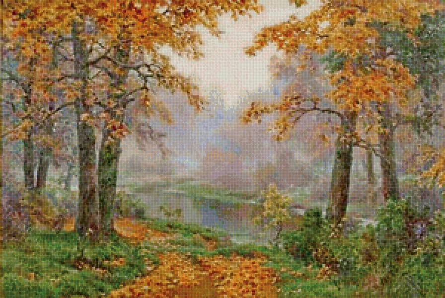 Осенний пейзаж - осень, лес, река - предпросмотр