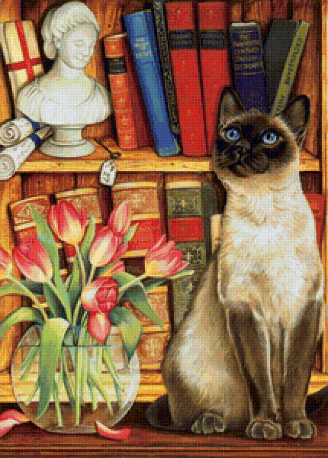 Кошка - цветы, кошка - предпросмотр