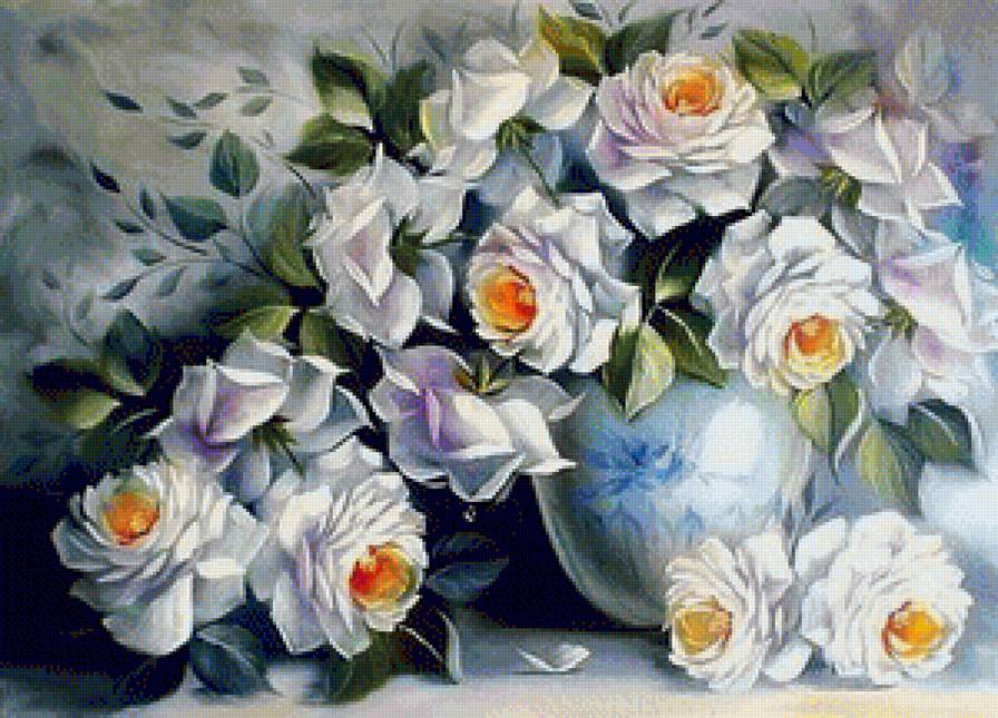 Белые розы - цветок, роза, цветы, букет - предпросмотр