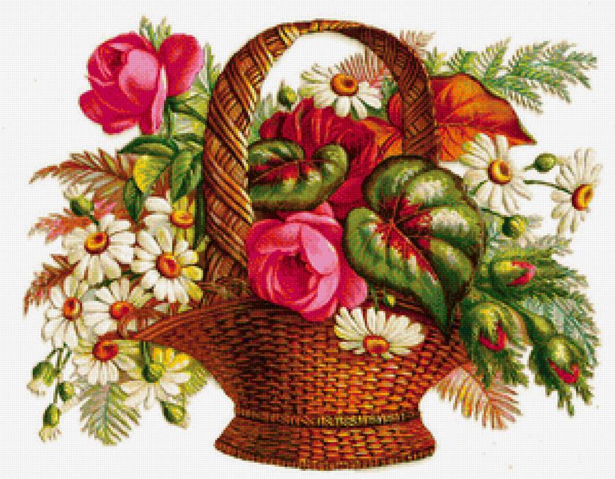 Серия "Флора" - корзина, цветы, натюрморт - предпросмотр