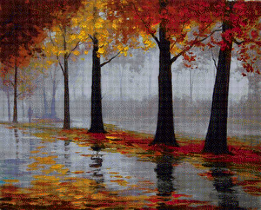 Мокрая аллея - грэм геркен, аллея, осень - предпросмотр