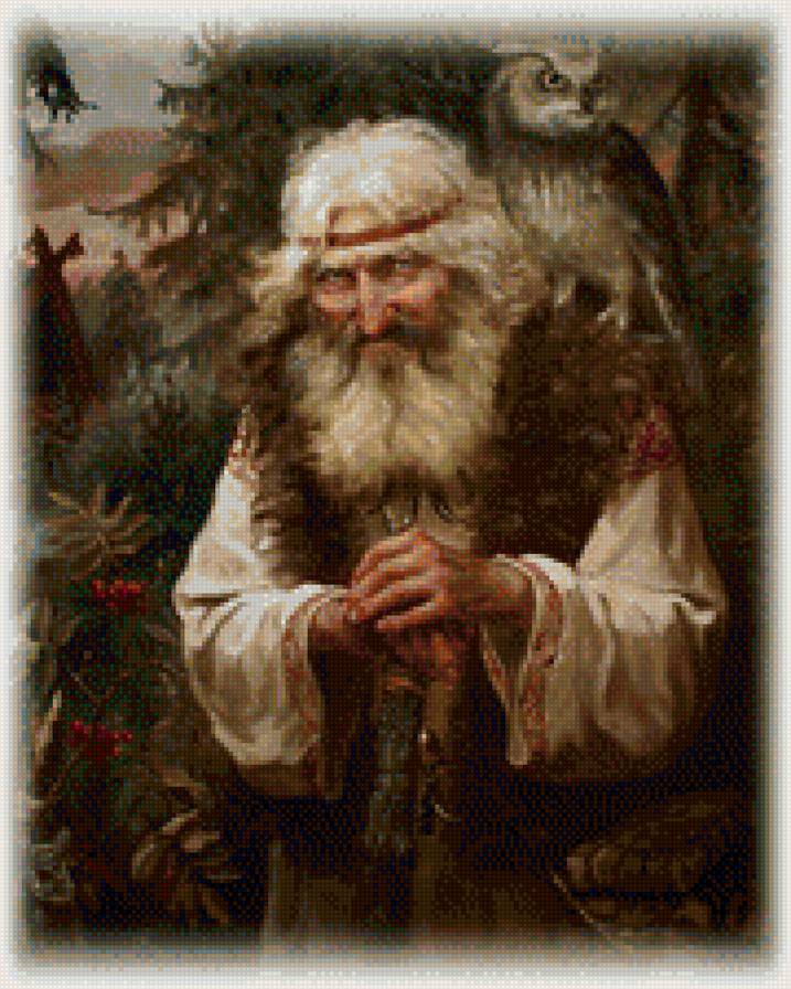 старец с филином - русь - предпросмотр