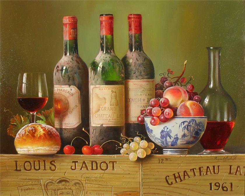 Серия "На кухню" - натюрморт, бокал, фрукты, вино, виноград - оригинал