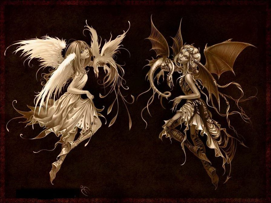 ангел и демон - фэнтези, ангел, демон - оригинал