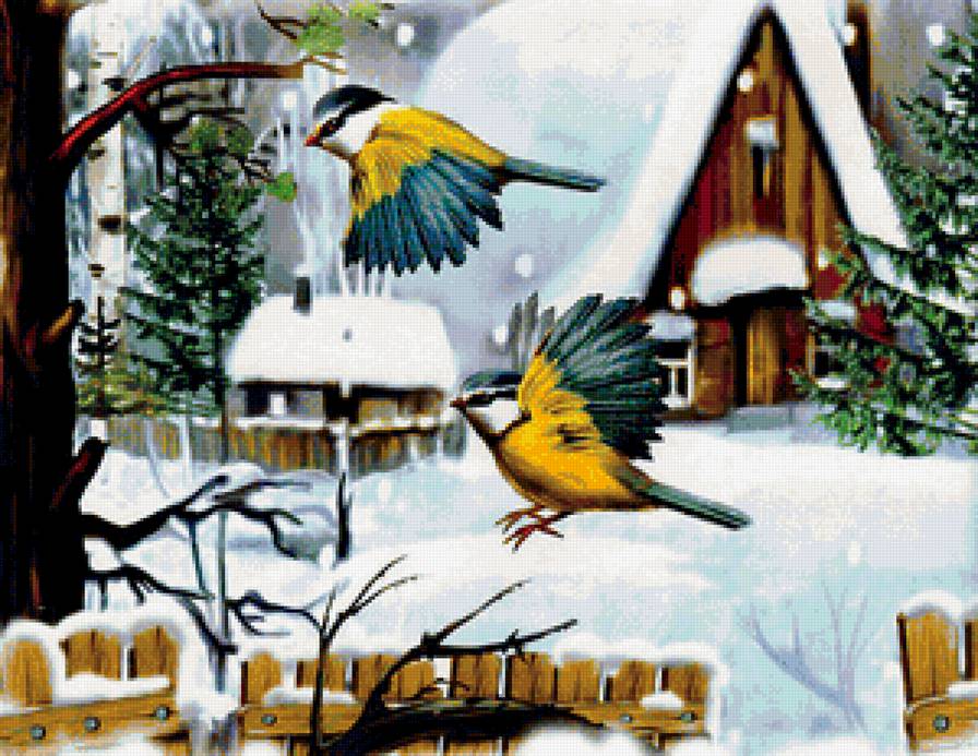 Птички - дом, лес, птицы, зима - предпросмотр