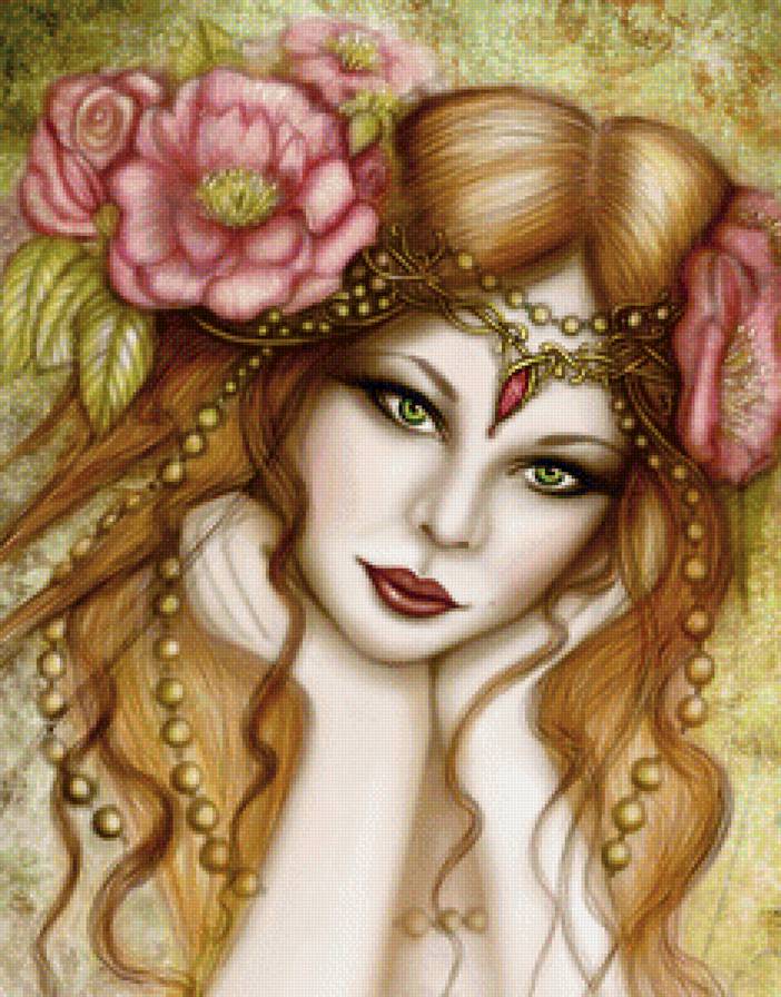 Нежность - девушка, взгляд, женщина, розы - предпросмотр