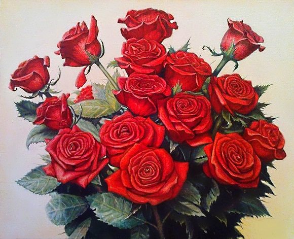 "как хороши,как свежи были розы..." - роза, розы, красные цветы, букет - оригинал