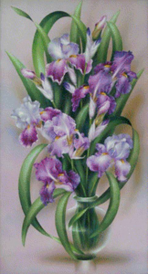 Ирисы в вазе - цветы, натюрморт - предпросмотр