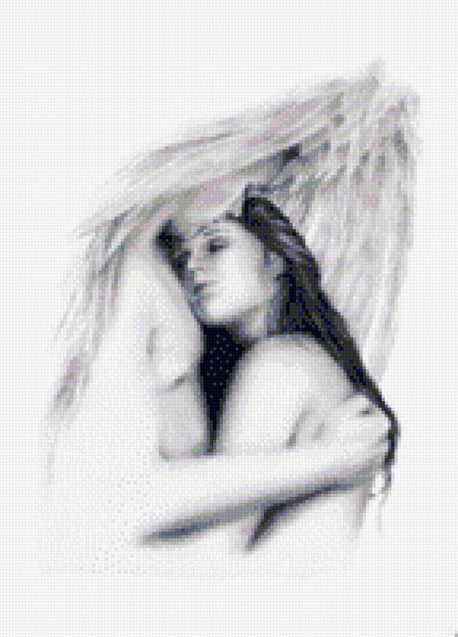 Любимый ангел - ангел, монохром - предпросмотр