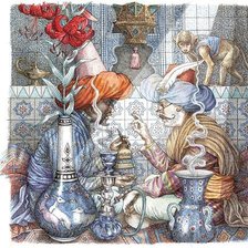 Схема вышивки «Мудрецы за кальяном»