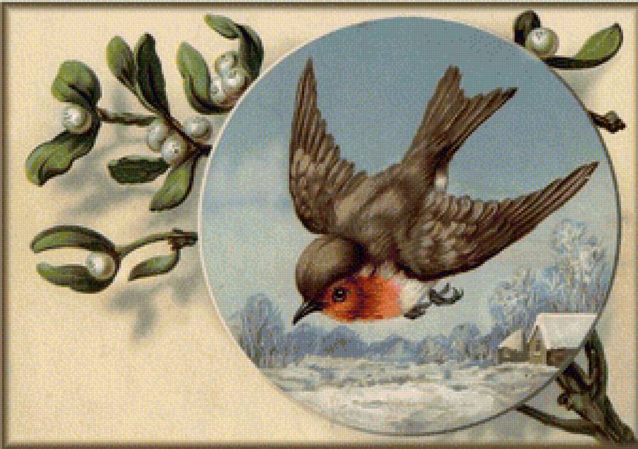 Серия "Пташка" - зима пришла, птичка, снегирь - предпросмотр