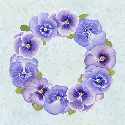 венок из анютиных глазок - анютины глазки, подушка, цветы - оригинал