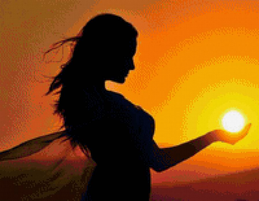 солнце в руке - силуэты - предпросмотр