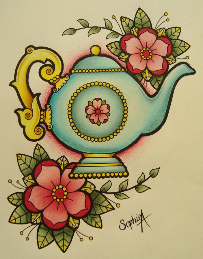 Чайник с цветами - для кухни, чай, цветы, чайник - оригинал