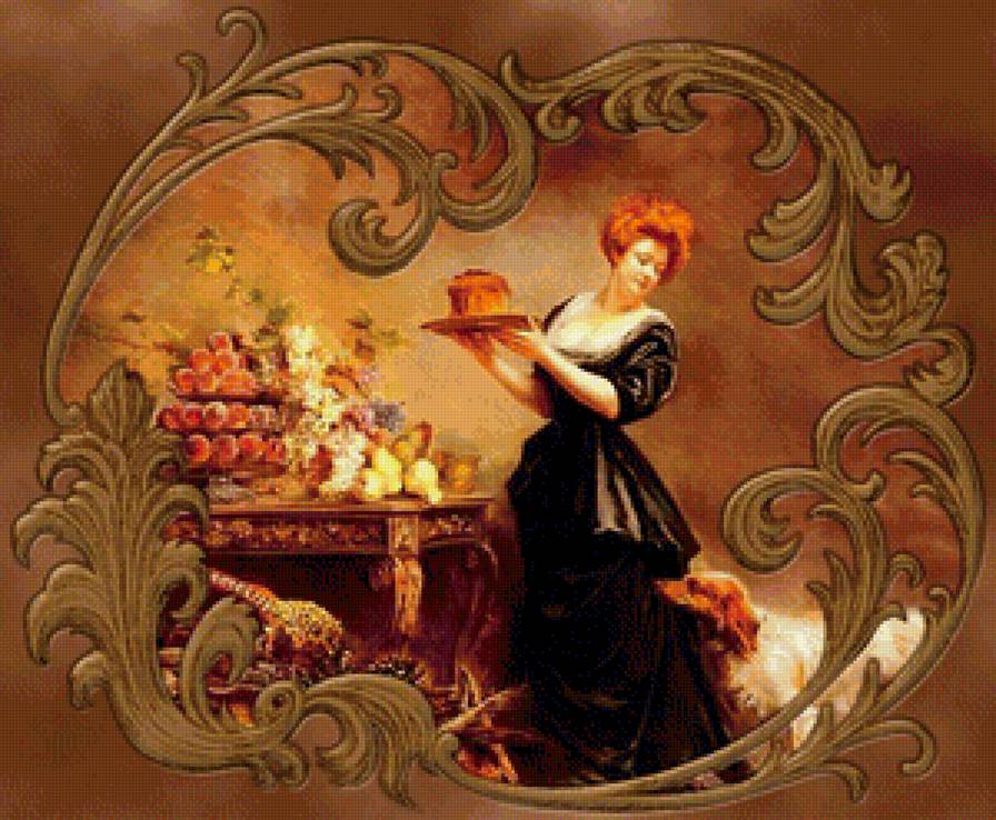 дама с собакой - дама, картина, собака - предпросмотр