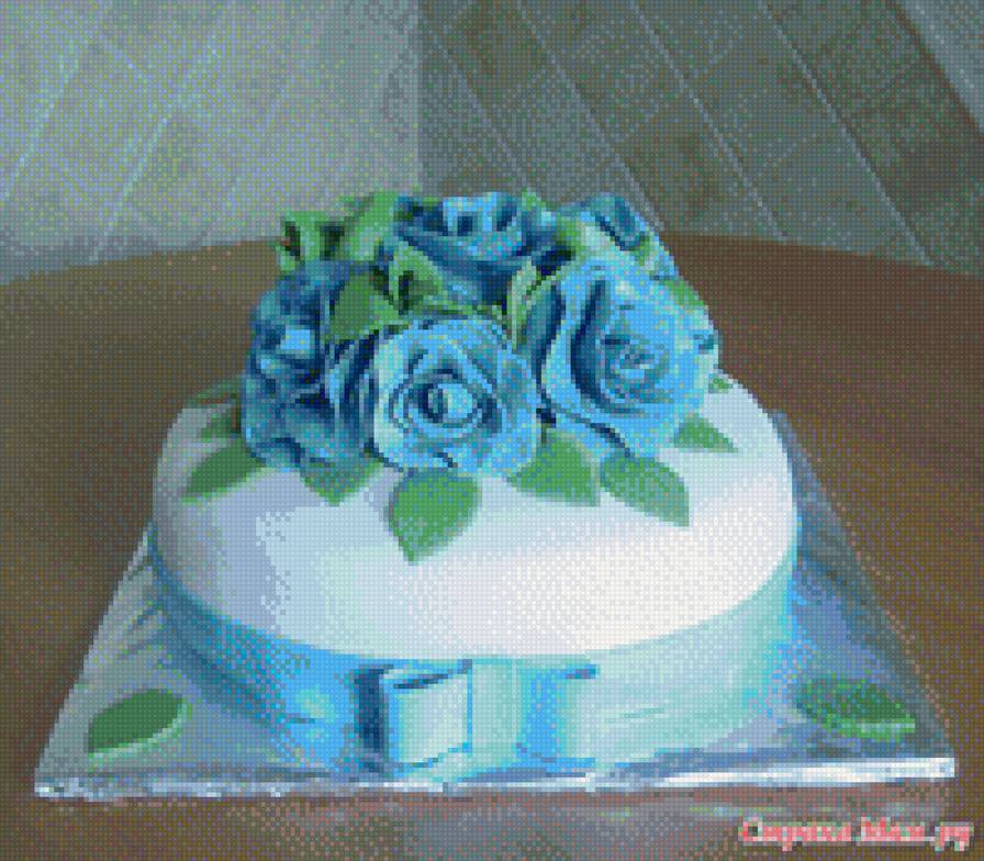 Торт голубые розы - сладости, торты - предпросмотр