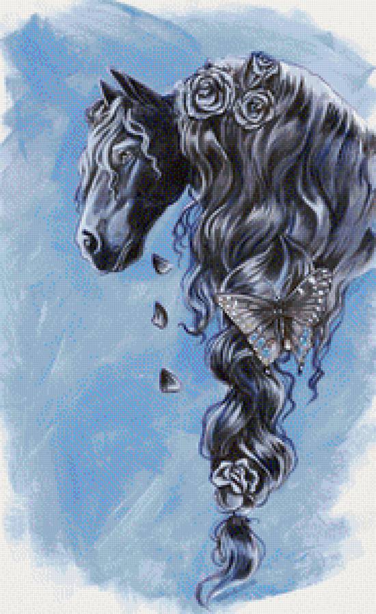 Красавица лошадь - животные, красавица, бабочка, лошади - предпросмотр