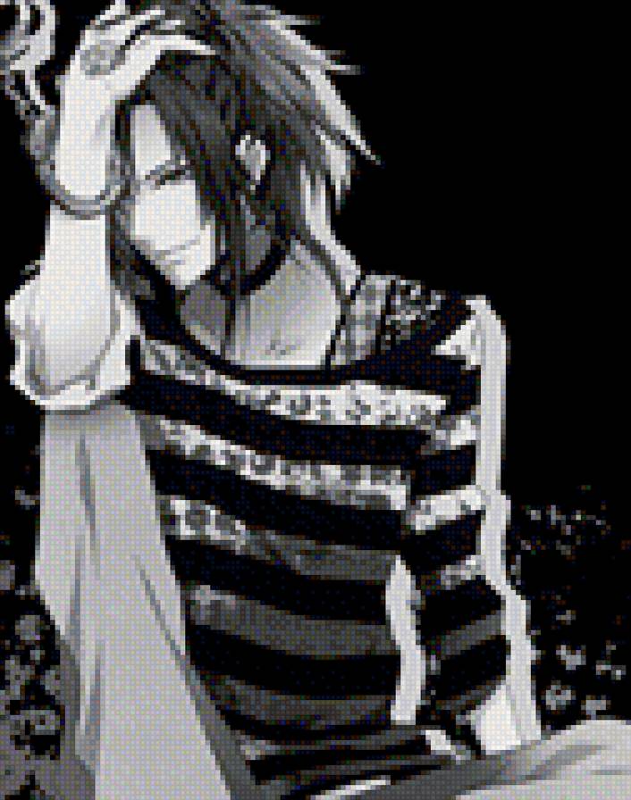 Парень - черно-белое, парень, аниме - предпросмотр