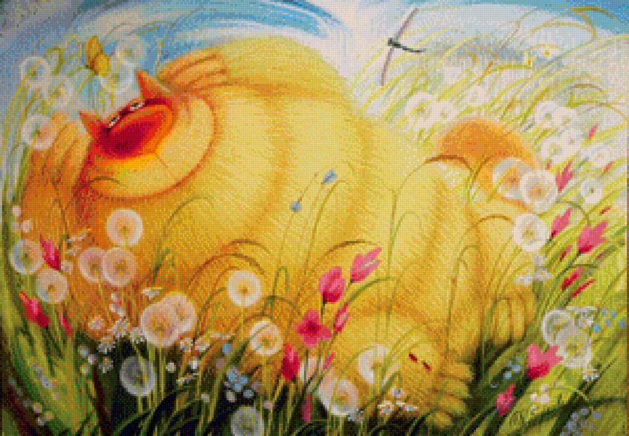 котик на лугу - кошки - предпросмотр