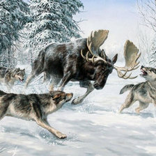 Схема вышивки «Охота волчьей стаи»