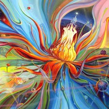 Схема вышивки «Цветок, Рыбка, цвет»