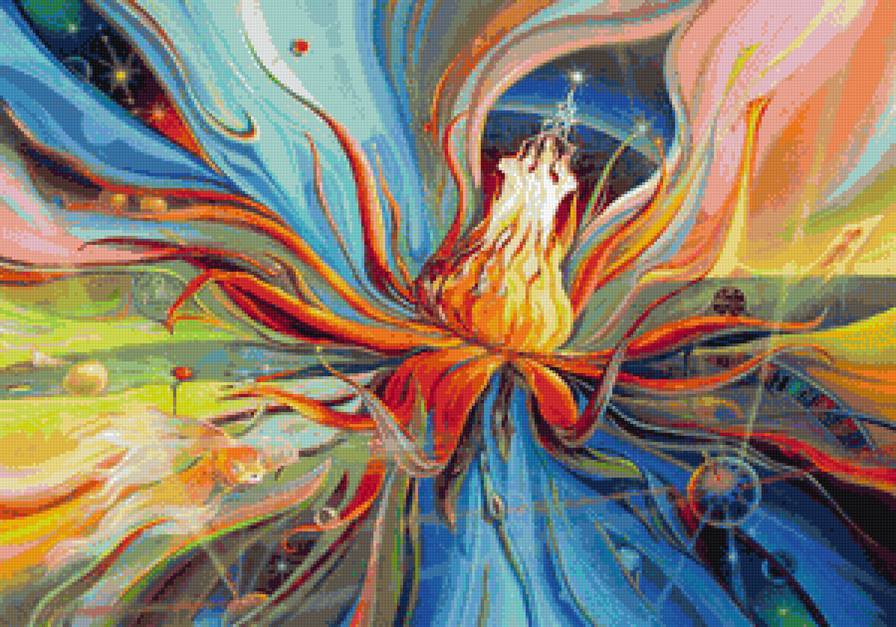 Цветок, Рыбка, цвет - предпросмотр