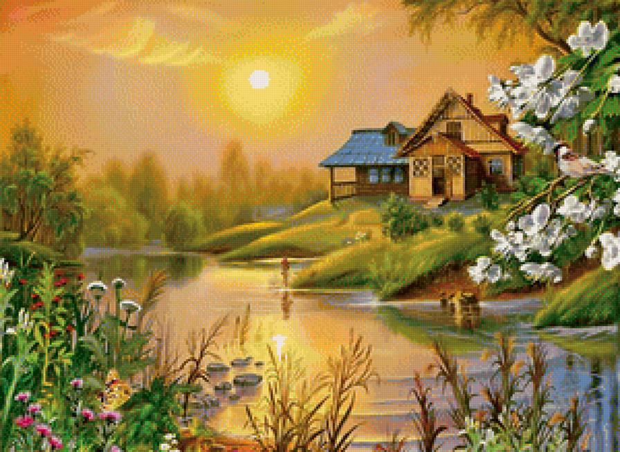 сказочный пейзаж - пруд, природа, пейзаж - предпросмотр