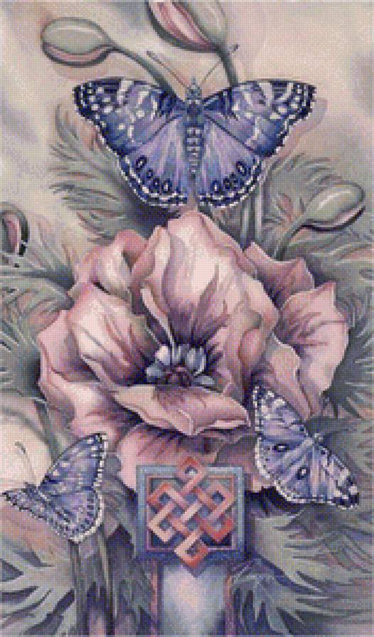 бабочки нежности - бабочки, букет, кухня, цветы - предпросмотр