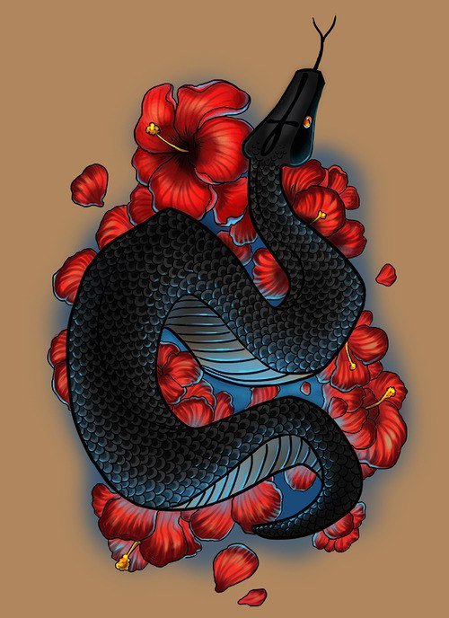 Черная змея - змея - оригинал