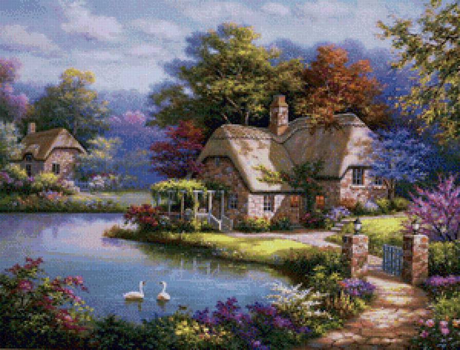 Домики - картина, пейзаж, домик - предпросмотр