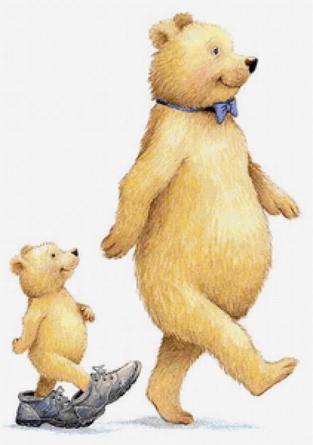 Отцы и дети - животные, медведи, детская, медвежата, отцы и дети, для детской - предпросмотр