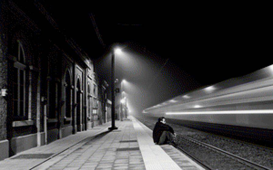ночной перрон - вокзал, железная дорога, поезда - предпросмотр