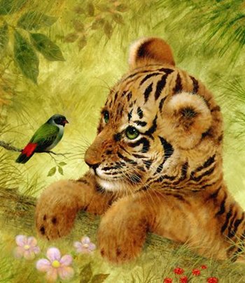 любопытный тигрёнок - кошачьи, животные, детеныши, тигры, тигренок - оригинал