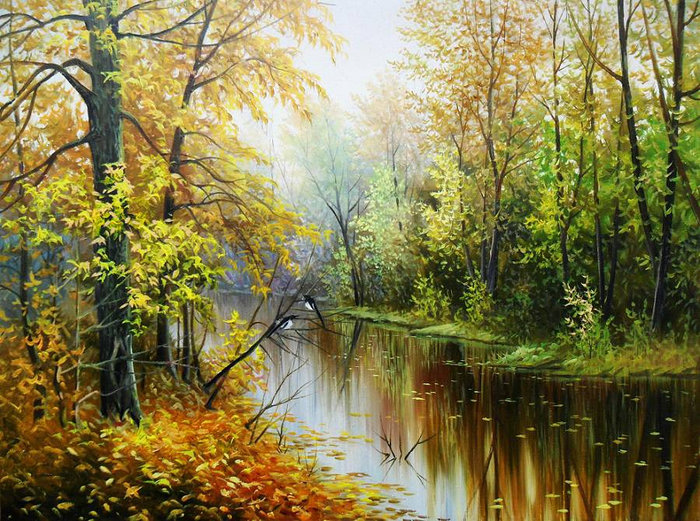 природа - река, лес, осень - оригинал