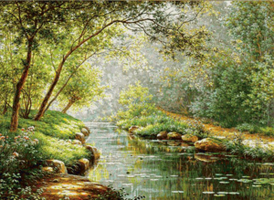 речка - река, природа, пейзаж, лето, лес - предпросмотр