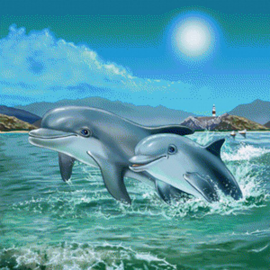 Резвые дельфины - дельфин, море - предпросмотр