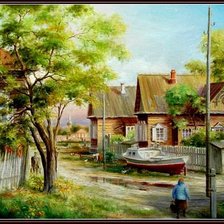 Схема вышивки «сельская улочка»