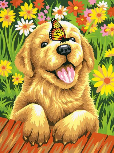 Серия "Фауна" - щенок, собака с бабочкой - оригинал