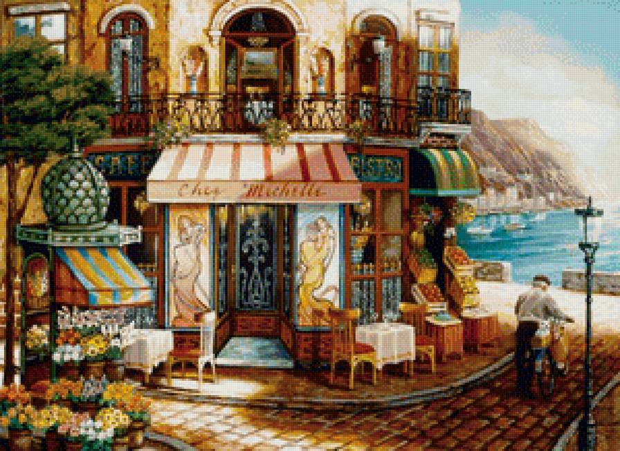 Кафе - франция пейзаж кафе ресторан - предпросмотр