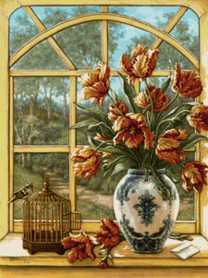 тюльпаны на окне - предпросмотр
