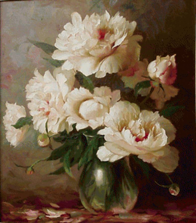 пионы - картина, натюрморт, цветы - предпросмотр