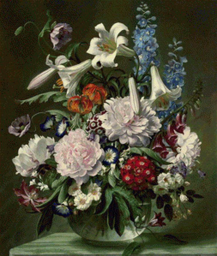 цветочный микс - натюрморт, цветы, картина - предпросмотр