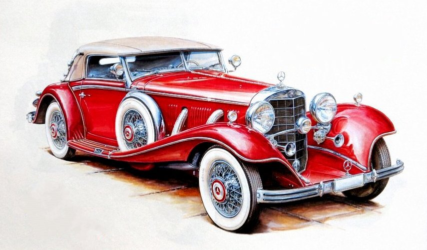 Ретро. Мерседес. - автомобиль - оригинал