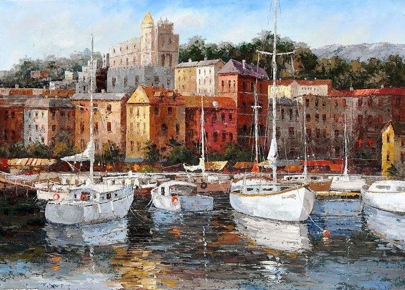 Пейзаж - лодки, пейзаж, море - оригинал