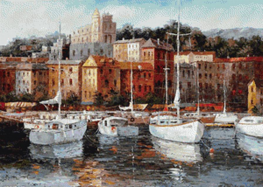 Пейзаж - пейзаж, лодки, море - предпросмотр